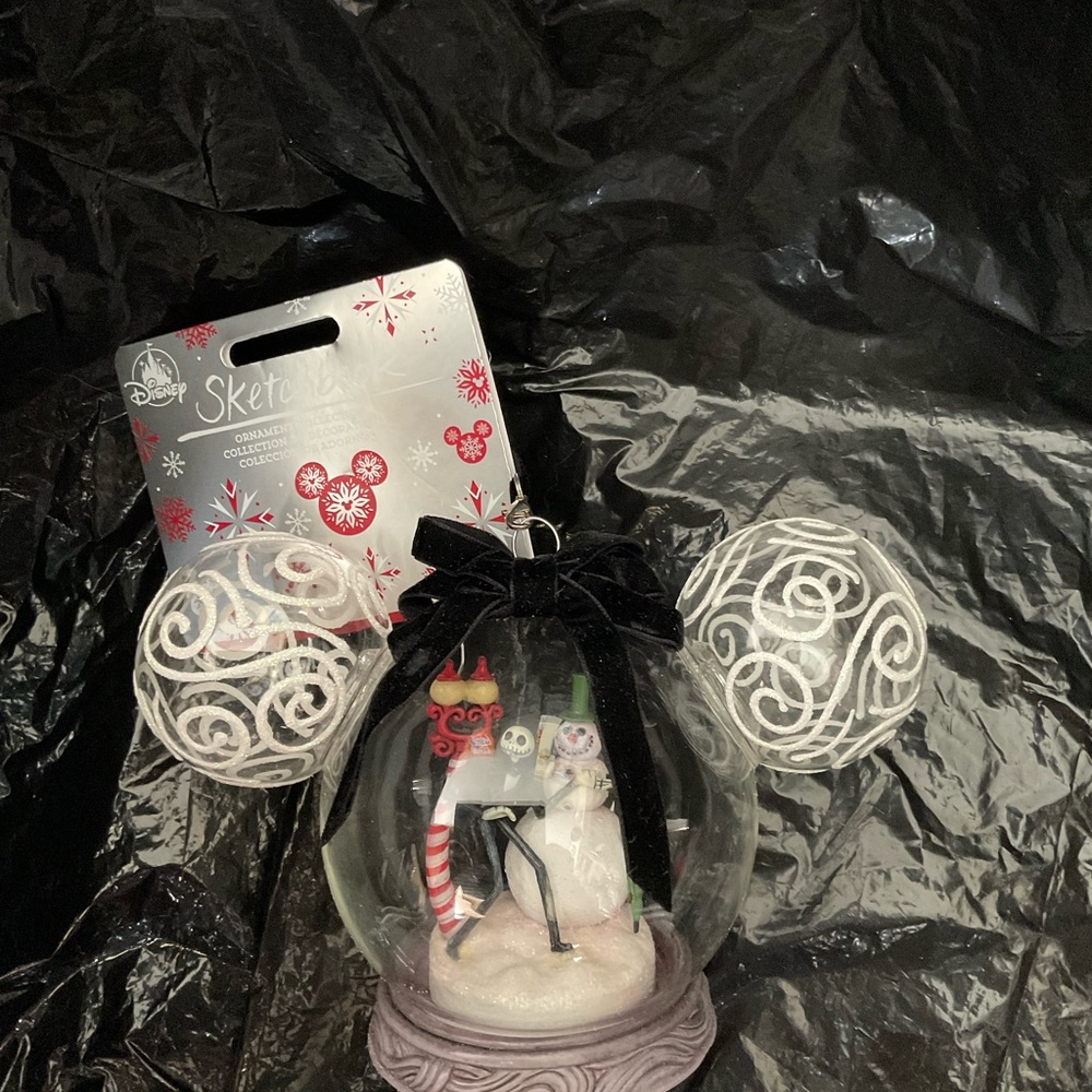 Disney RETIRED NBC Jack and Snowman  glass  ear  ornament sale